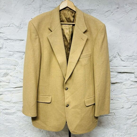 Vintage 42 Long  Brooks Brothers 100% Camel Hair Solid Brown Blazer Sport Coat - Picture 1 of 12